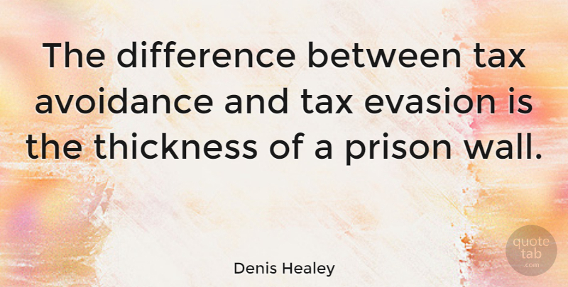 Denis Healey Quote About Business, Wall, Differences: The Difference Between Tax Avoidance...