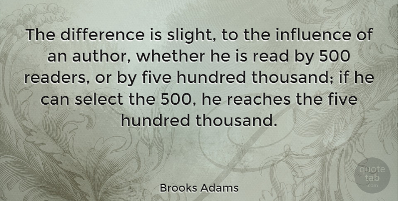 Brooks Adams Quote About Hundred, Reaches, Select, Whether: The Difference Is Slight To...