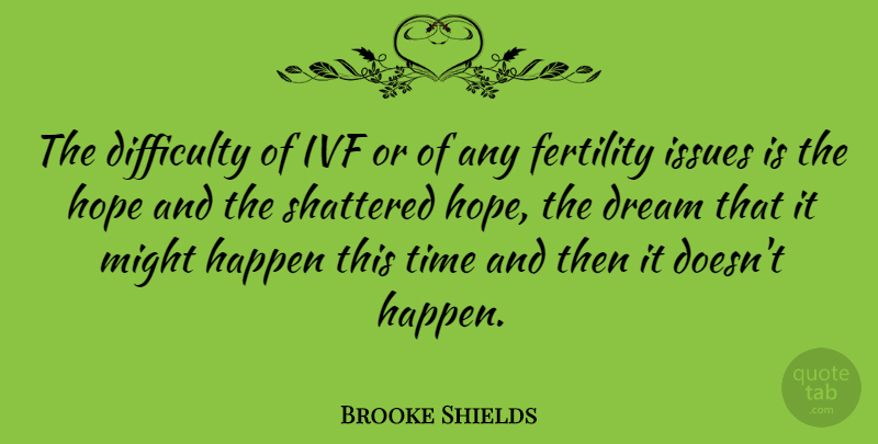Brooke Shields Quote About Dream, Issues, Ivf: The Difficulty Of Ivf Or...
