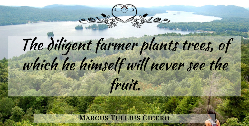 Marcus Tullius Cicero Quote About Agriculture, Tree, Fruit: The Diligent Farmer Plants Trees...