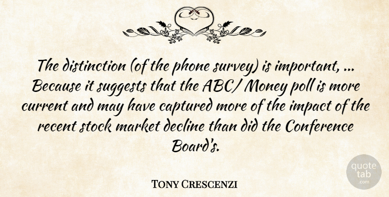 Tony Crescenzi Quote About Captured, Conference, Current, Decline, Impact: The Distinction Of The Phone...