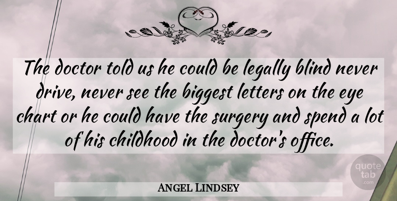 Angel Lindsey Quote About Biggest, Blind, Chart, Childhood, Doctor: The Doctor Told Us He...