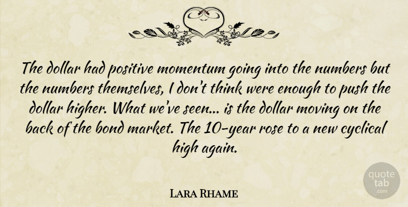 Lara Rhame Quote About Bond, Cyclical, Dollar, High, Momentum: The Dollar Had Positive Momentum...