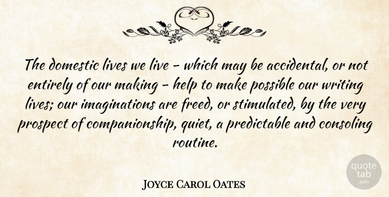 Joyce Carol Oates Quote About Writing, Imagination, Routine: The Domestic Lives We Live...