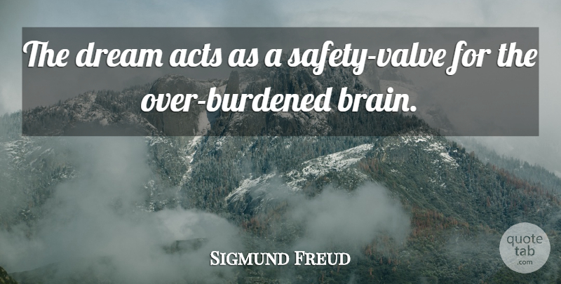 Sigmund Freud Quote About Dream, Safety, Brain: The Dream Acts As A...