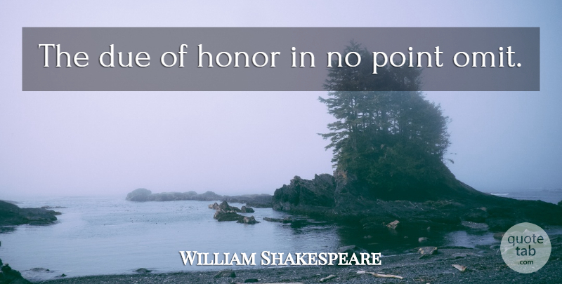 William Shakespeare Quote About Honor, Dues, No Point: The Due Of Honor In...