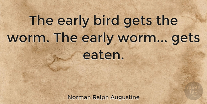 Norman Ralph Augustine Quote About Bird, Worms, Early Bird: The Early Bird Gets The...