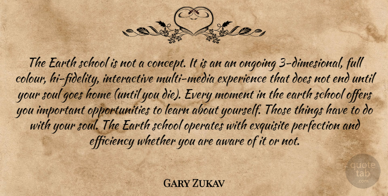 Gary Zukav Quote About School, Home, Opportunity: The Earth School Is Not...