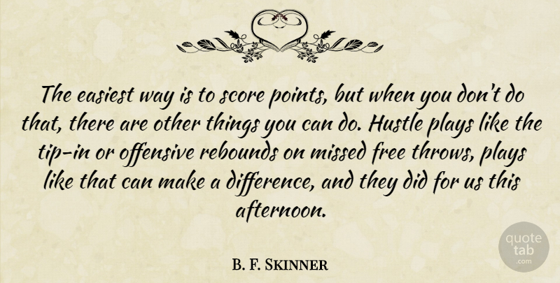 B. F. Skinner Quote About Easiest, Free, Hustle, Missed, Offensive: The Easiest Way Is To...
