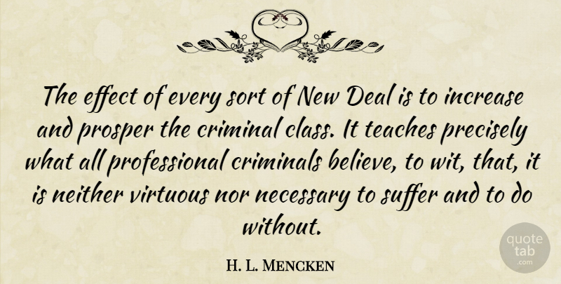 H. L. Mencken Quote About Believe, Government, Class: The Effect Of Every Sort...