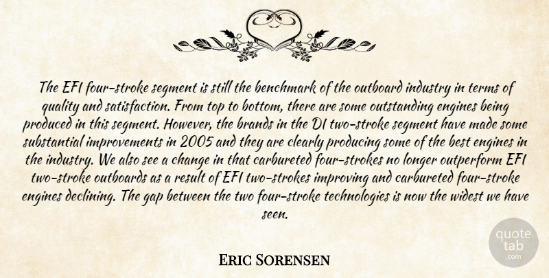 Eric Sorensen Quote About Benchmark, Best, Brands, Change, Clearly: The Efi Four Stroke Segment...