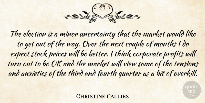 Christine Callies Quote About Anxieties, Bit, Corporate, Couple, Election: The Election Is A Minor...