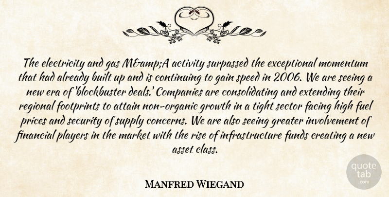 Manfred Wiegand Quote About Activity, Asset, Attain, Built, Companies: The Electricity And Gas Mampa...