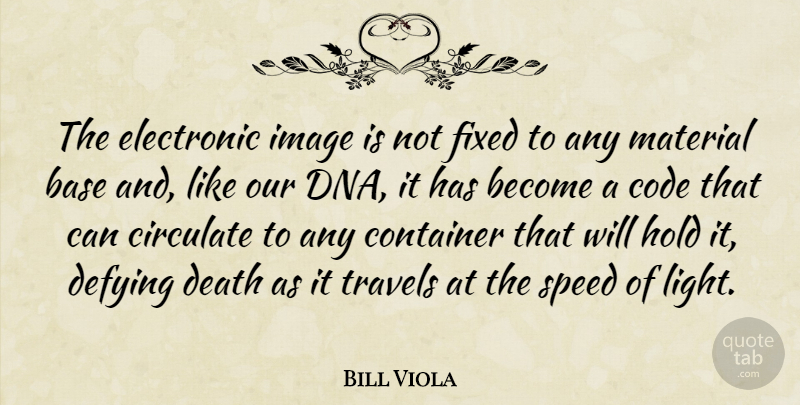 Bill Viola Quote About Dna, Light, Speed: The Electronic Image Is Not...