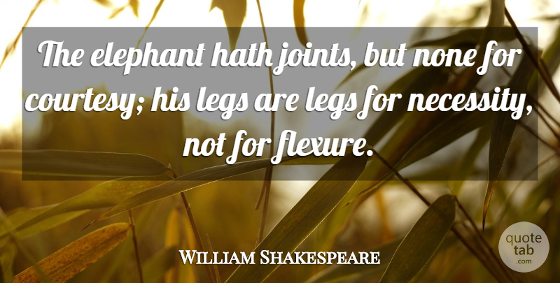 William Shakespeare Quote About Elephants, Joints, Legs: The Elephant Hath Joints But...