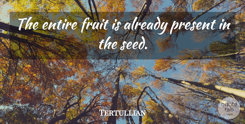 Tertullian Quote About Fruit, Seeds: The Entire Fruit Is Already...