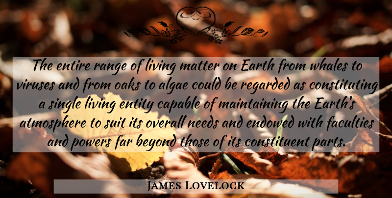 James Lovelock Quote About Whales, Atmosphere, Needs: The Entire Range Of Living...