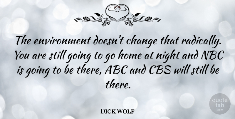 Dick Wolf Quote About Change, Home, Night: The Environment Doesnt Change That...