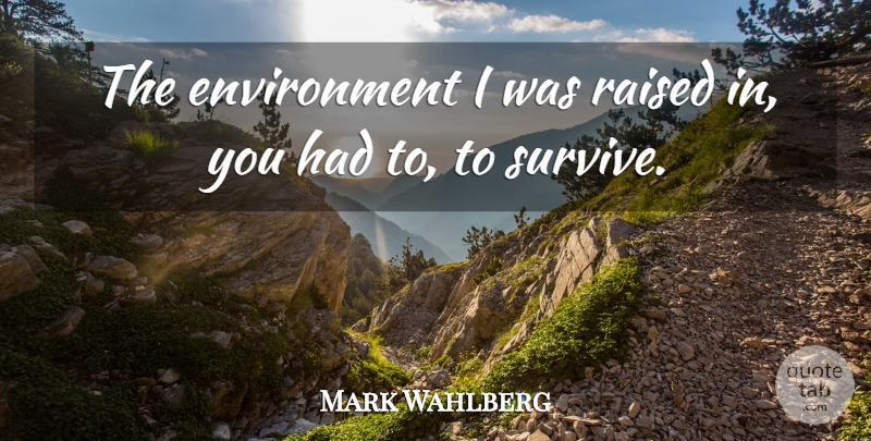 Mark Wahlberg Quote About Environment, Raised: The Environment I Was Raised...