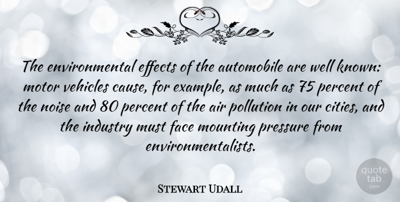 Stewart Udall Quote About Air, Automobile, Effects, Environmental, Industry: The Environmental Effects Of The...