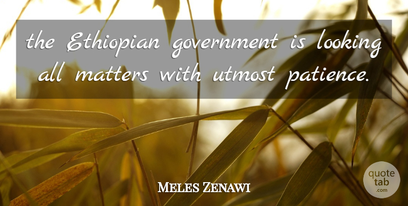 Meles Zenawi Quote About Government, Looking, Matters, Utmost: The Ethiopian Government Is Looking...