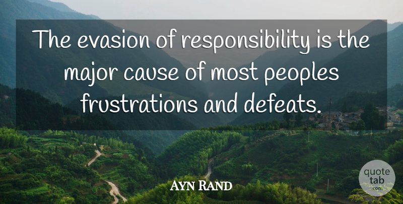 Ayn Rand Quote About Responsibility, Frustration, Causes: The Evasion Of Responsibility Is...