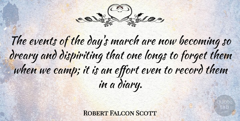 Robert Falcon Scott Quote About Becoming, Dreary, Events, Longs, Record: The Events Of The Days...