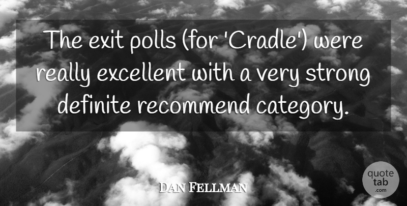 Dan Fellman Quote About Definite, Excellent, Exit, Polls, Recommend: The Exit Polls For Cradle...