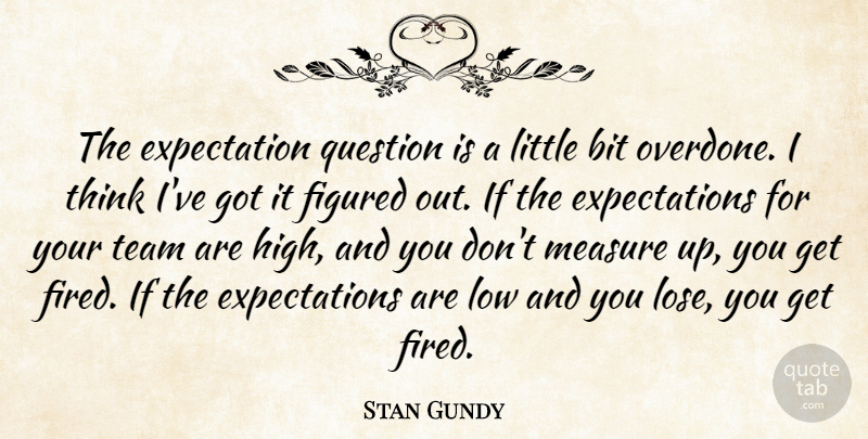 Stan Gundy Quote About Bit, Expectation, Figured, Low, Measure: The Expectation Question Is A...