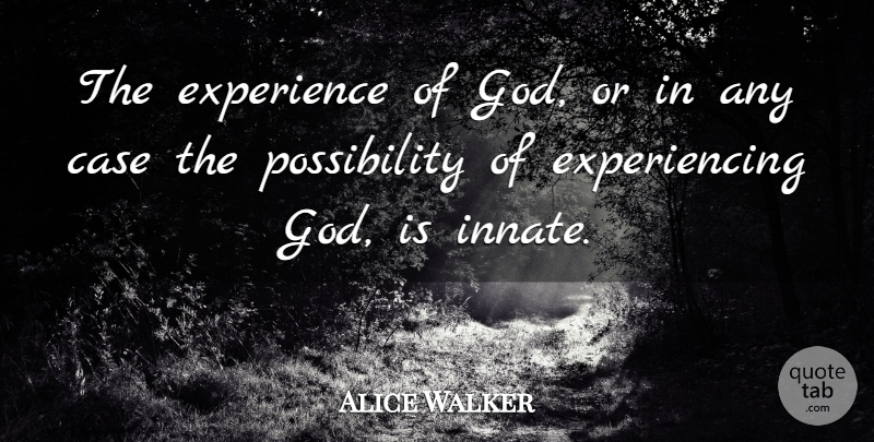 Alice Walker Quote About God, Experience, Possibility: The Experience Of God Or...