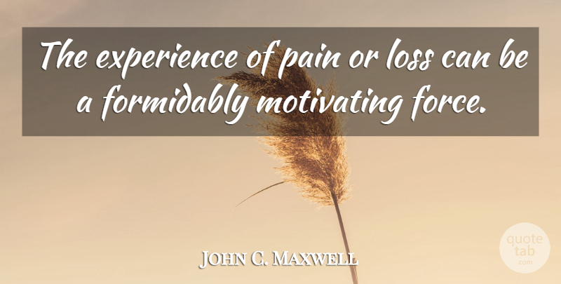John C. Maxwell Quote About Leadership, Pain, Loss: The Experience Of Pain Or...