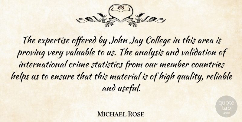 Michael Rose Quote About Analysis, Area, College, Countries, Crime: The Expertise Offered By John...