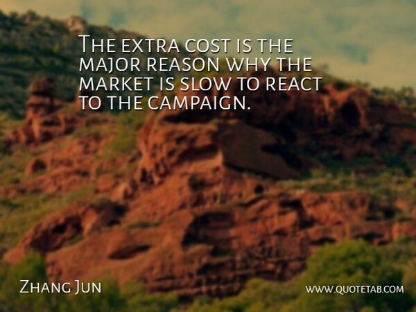 Zhang Jun Quote About Cost, Extra, Major, Market, React: The Extra Cost Is The...