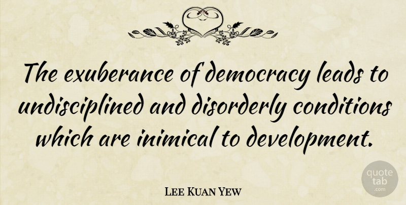 Lee Kuan Yew Quote About Exuberance, Leads: The Exuberance Of Democracy Leads...