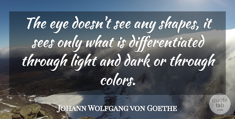 Johann Wolfgang von Goethe Quote About Eye, Dark, Color: The Eye Doesnt See Any...