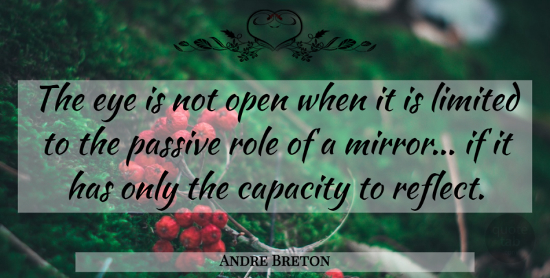 Andre Breton Quote About Eye, Mirrors, Roles: The Eye Is Not Open...