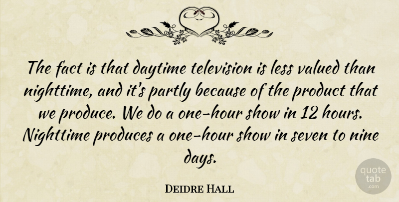 Deidre Hall Quote About Daytime, Fact, Less, Nighttime, Nine: The Fact Is That Daytime...