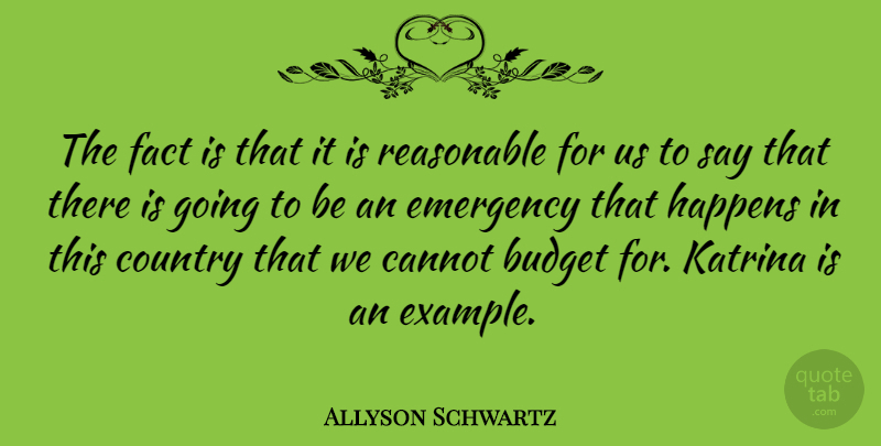 Allyson Schwartz Quote About Cannot, Country, Fact, Katrina, Reasonable: The Fact Is That It...