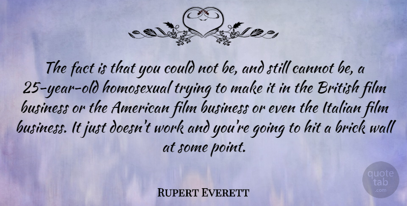 Rupert Everett Quote About Wall, Italian, Years: The Fact Is That You...