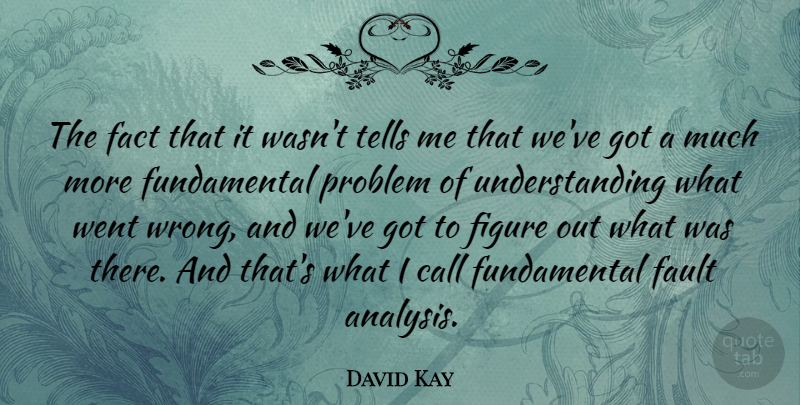 David Kay Quote About Call, Fact, Fault, Figure, Tells: The Fact That It Wasnt...