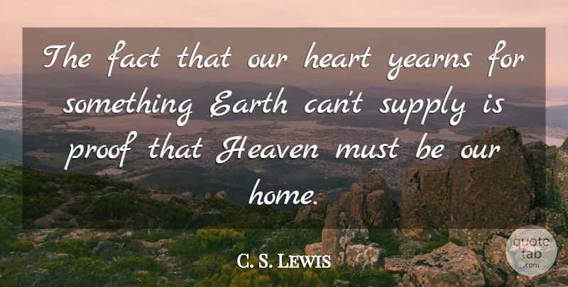 C. S. Lewis Quote About Heart, Home, Heaven: The Fact That Our Heart...