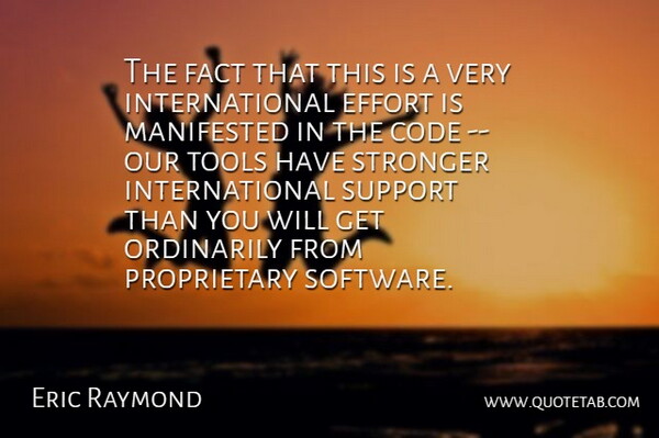 Eric Raymond Quote About Code, Effort, Fact, Manifested, Ordinarily: The Fact That This Is...