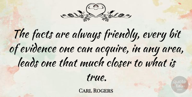 Carl Rogers Quote About Friendly, Facts, Evidence: The Facts Are Always Friendly...