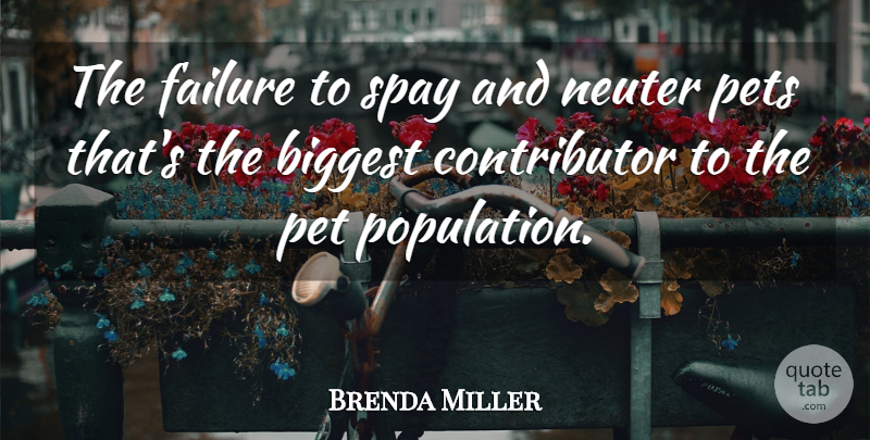 Brenda Miller Quote About Biggest, Failure, Pets: The Failure To Spay And...