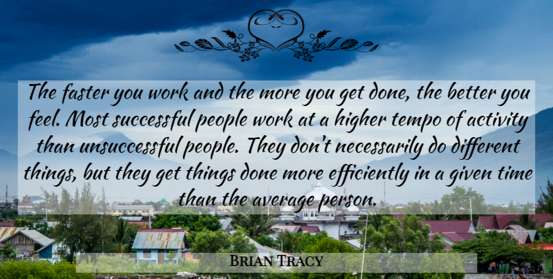 Brian Tracy Quote About Success, Average, People: The Faster You Work And...