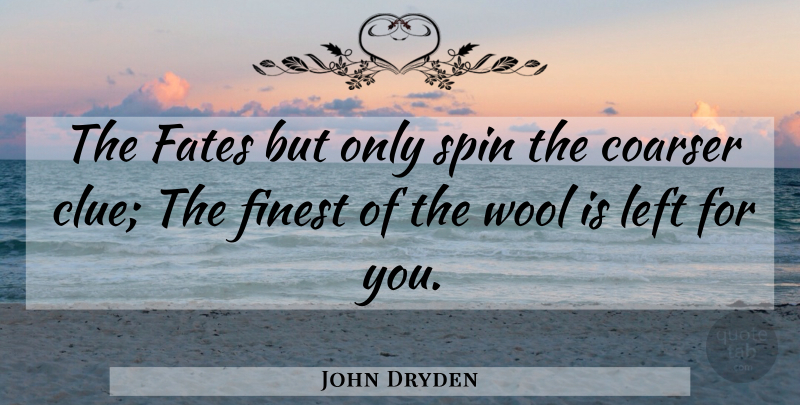 John Dryden Quote About Fate, Wool, Clue: The Fates But Only Spin...