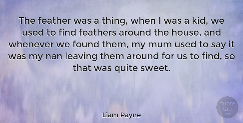 Liam Payne Quote About Feather, Feathers, Found, Mum, Quite: The Feather Was A Thing...