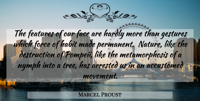Marcel Proust Quote About Nymphs, Tree, Movement: The Features Of Our Face...