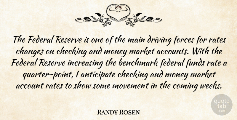 Randy Rosen Quote About Account, Anticipate, Benchmark, Changes, Checking: The Federal Reserve Is One...
