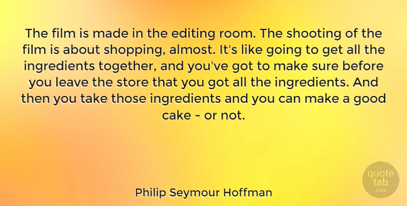 Philip Seymour Hoffman Quote About Cake, Shopping, Editing: The Film Is Made In...